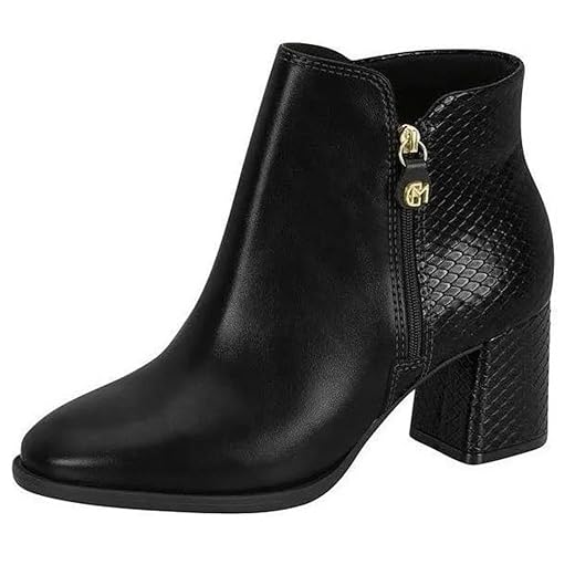 Bota Feminina Modare Conforto – Cano Curto, Salto Bloco e Napa Genebra/Snake