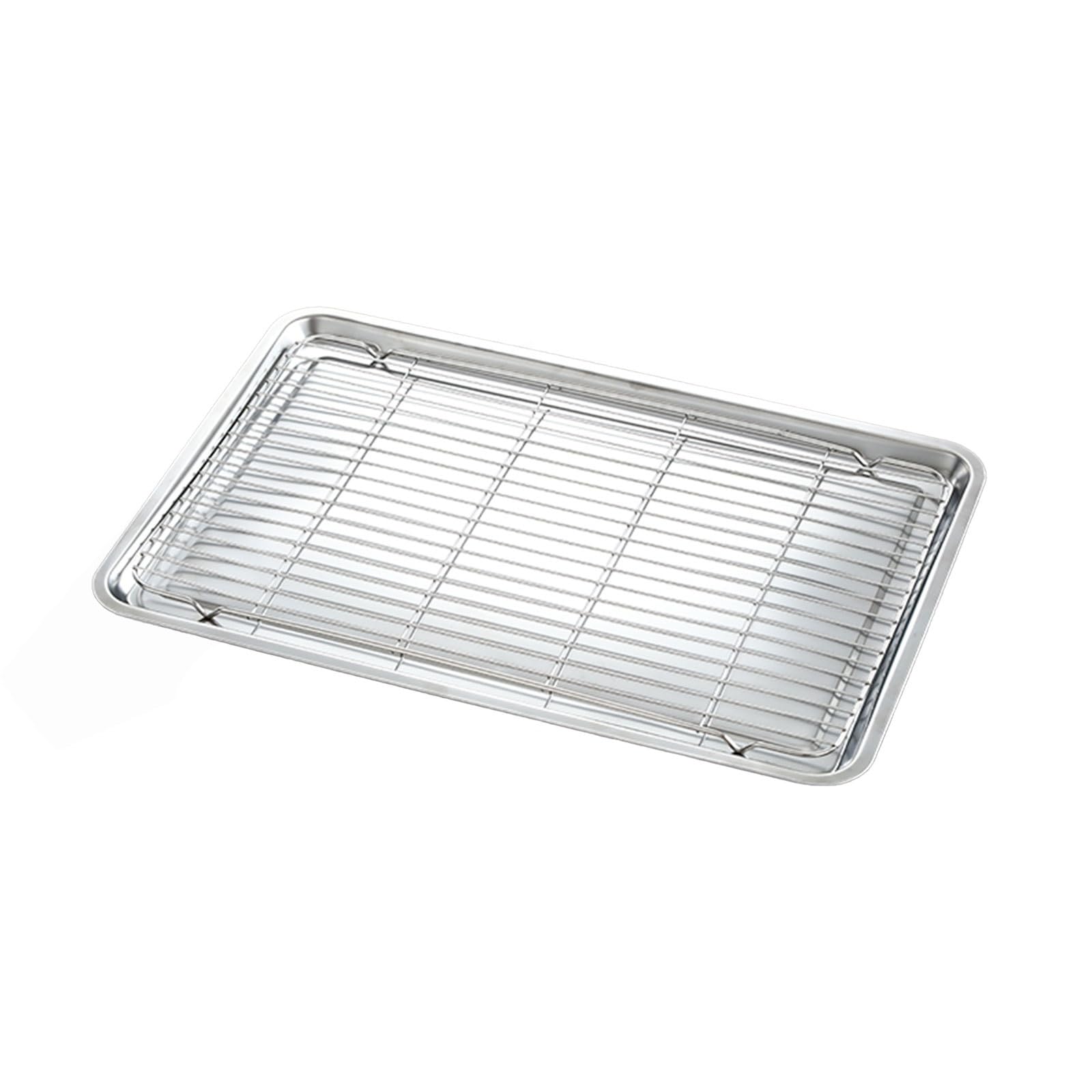 LIKANGLONGJU 304 Stainless Oil Drip Pan, Water Tray with Grid Rack，Easy to Carry, Suitable for Kitchen, Fried Chicken Shop(60x40cm/24x16in)