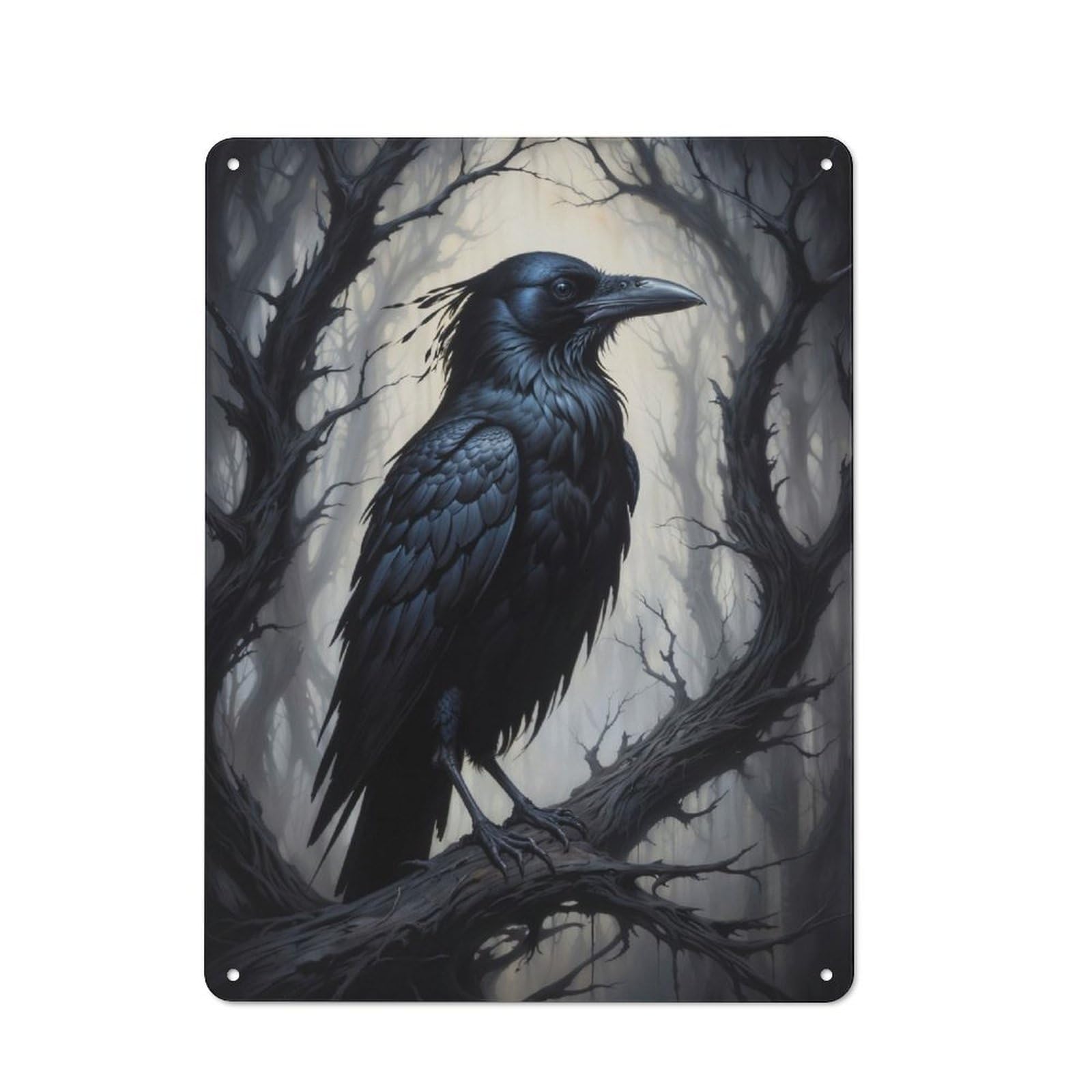 Junmoney Raven Perch 40X30cm Vintage Metal Plaque With For Garage Or Workshop, A Christmas Gift For People Styling Garage And Workshop