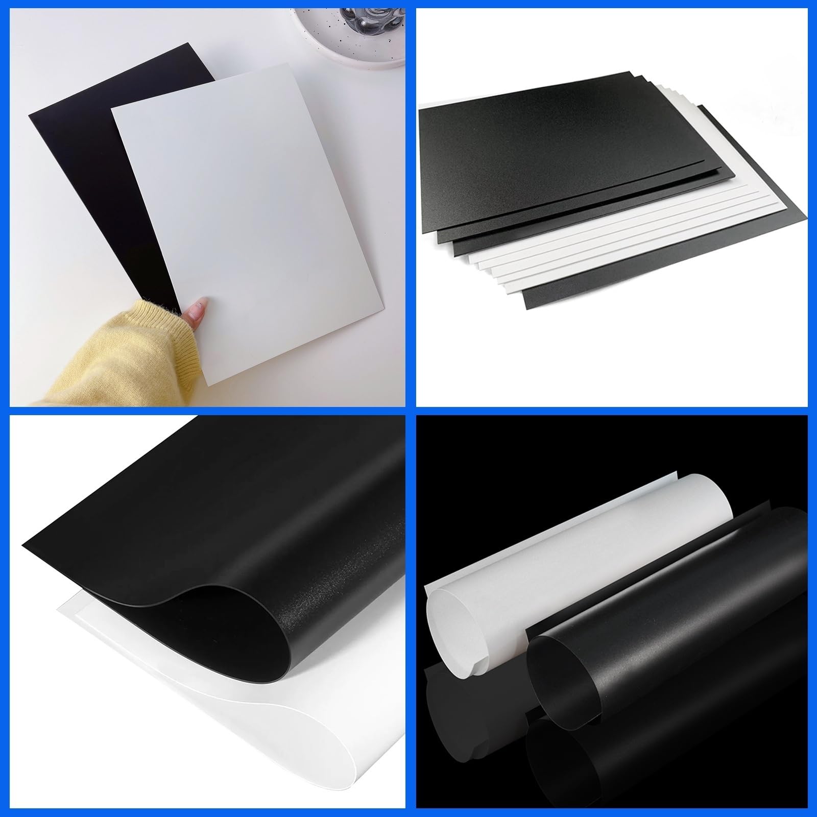 Hojas PP esmeriladas A3 (420×297mm) – Set de 6 placas de polipropileno, espesor 0,3-2mm, acabado mate para corte láser, bricolaje, modelado y uso educativo o industrial(Black,Thick:2mm)