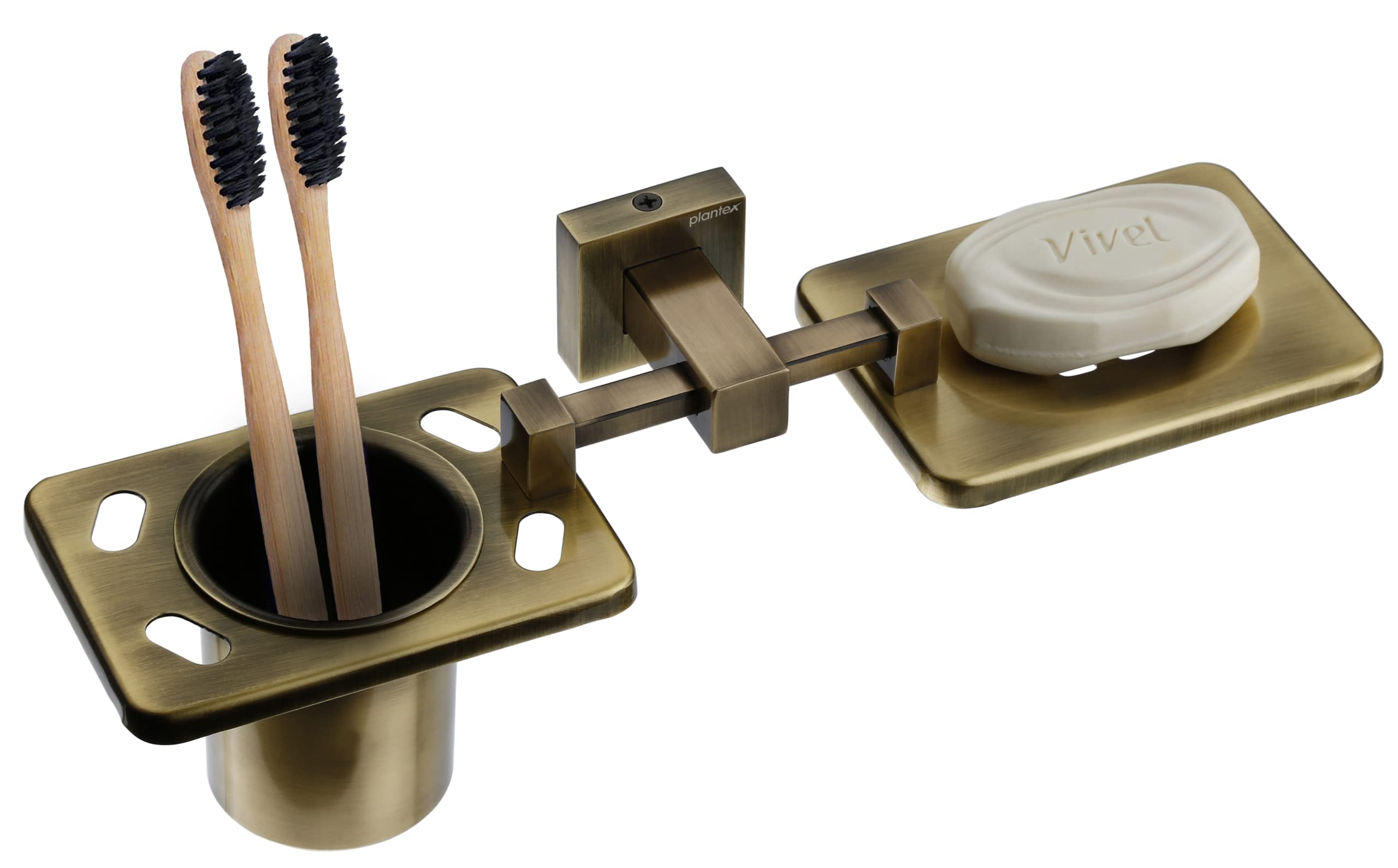 Plantex 304 Grade Stainless Steel 2in1 Soap Dish with Tooth Brush Holder/Soap Stand/Tumbler Holder/Bathroom Accessories - Wall Mount (Brass Antique) (B0B1VF49B1) Amazon Price History, Amazon Price Tracker