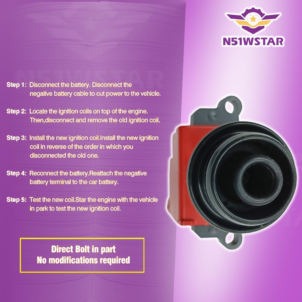 Performance Ignition Coil Pack Set Of 1 Compatible With Nissan SKYLINE R34 GT STAGEA WGC34 CEDRIC GROLIA ENY34 LAUREL HC35 GC35 GNC35 2.5 2.5T RB25DET RB25DE NEO 22448-AA100