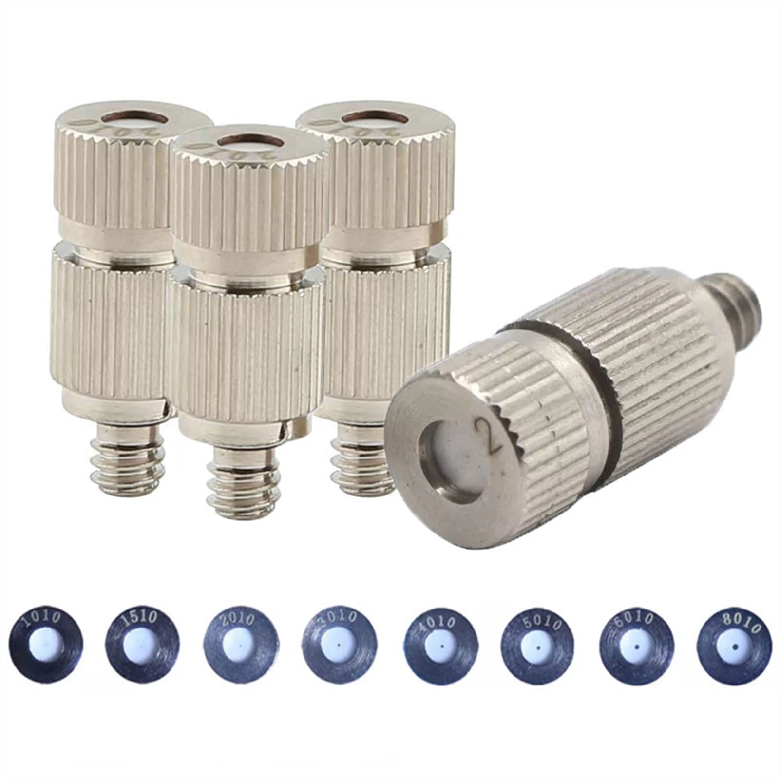EGZASDI Brass misting Nozzles, High Pressure Misting Nozzles Pack of 10 Brass 0.1-1.0mm Orifice 10/24 UNC(1.0MM)