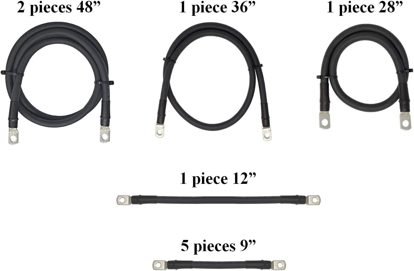 Aftermarket 4 Gauge Golf Cart Battery Cables Fits EZGO TXT PDS 36V 36 Volt Golf Carts (Year 2000 and Up) 10 Piece Set