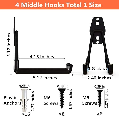 Miniatura 2 de Ganchos de herramientas de doble utilidad resistentes para montaje en pared con revestimiento antideslizante para organizador de almacenamiento de