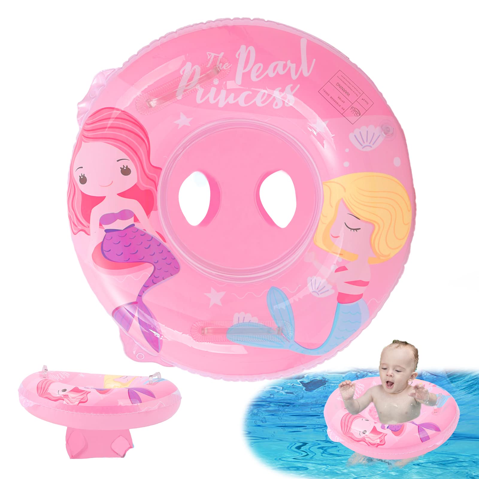 Gukasxi Flotador de bebé para 1-4 años, flotador inflable para bebés con asiento de seguridad, flotador de dinosaurio de dibujos animados, accesorios de baño para niños pequeños