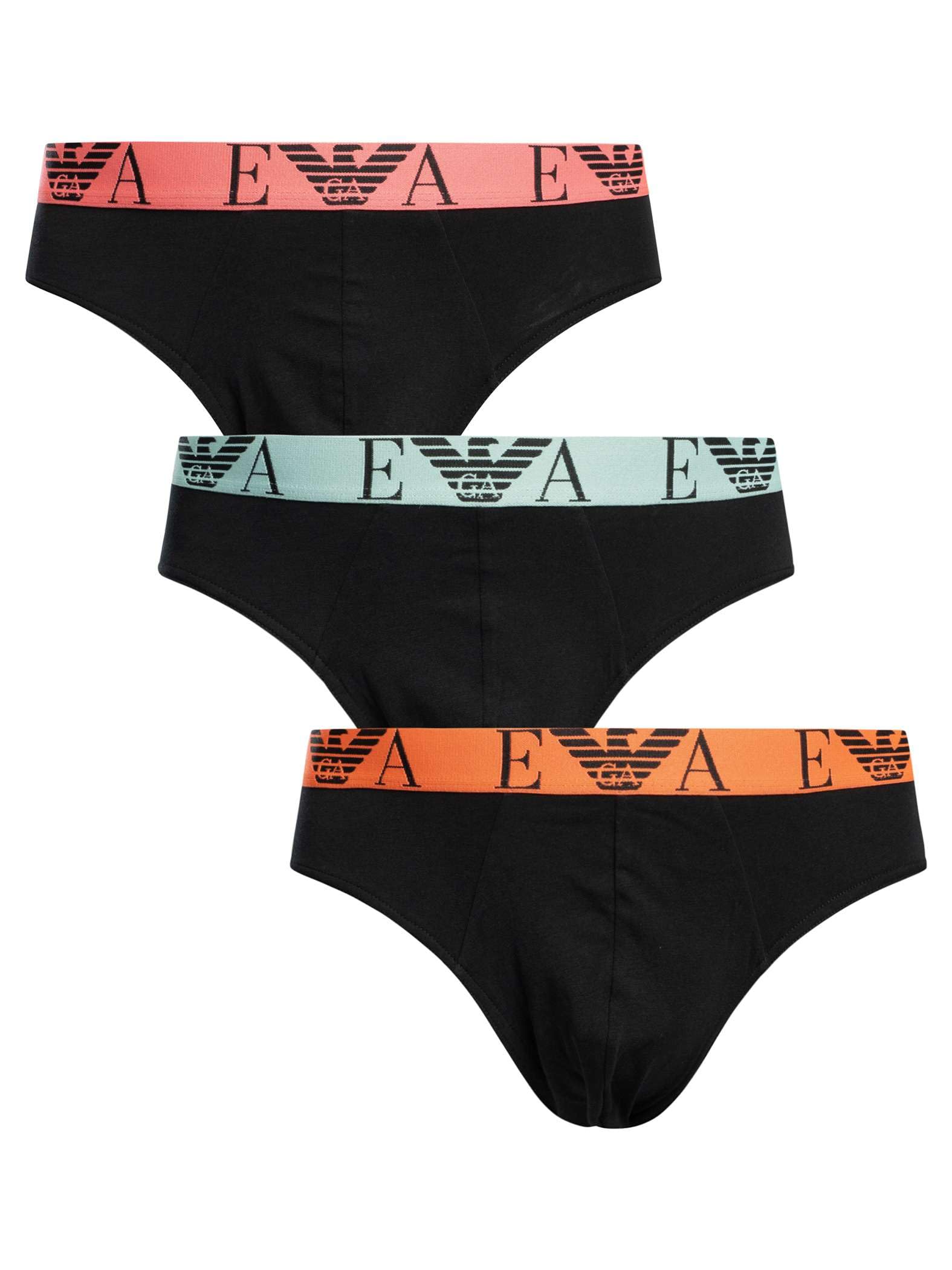 Emporio Armani Men's Black/Black/Black Bold Monogram 3-Pack Brief Xxl