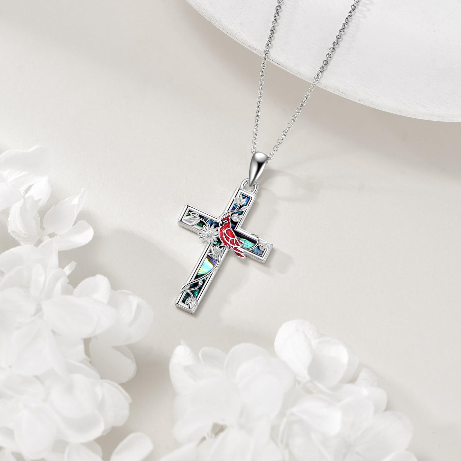 YFN Collana Croce in Argento Sterling Croce Ciondolo Gioielli Religioso Regali per Donna Uomo
