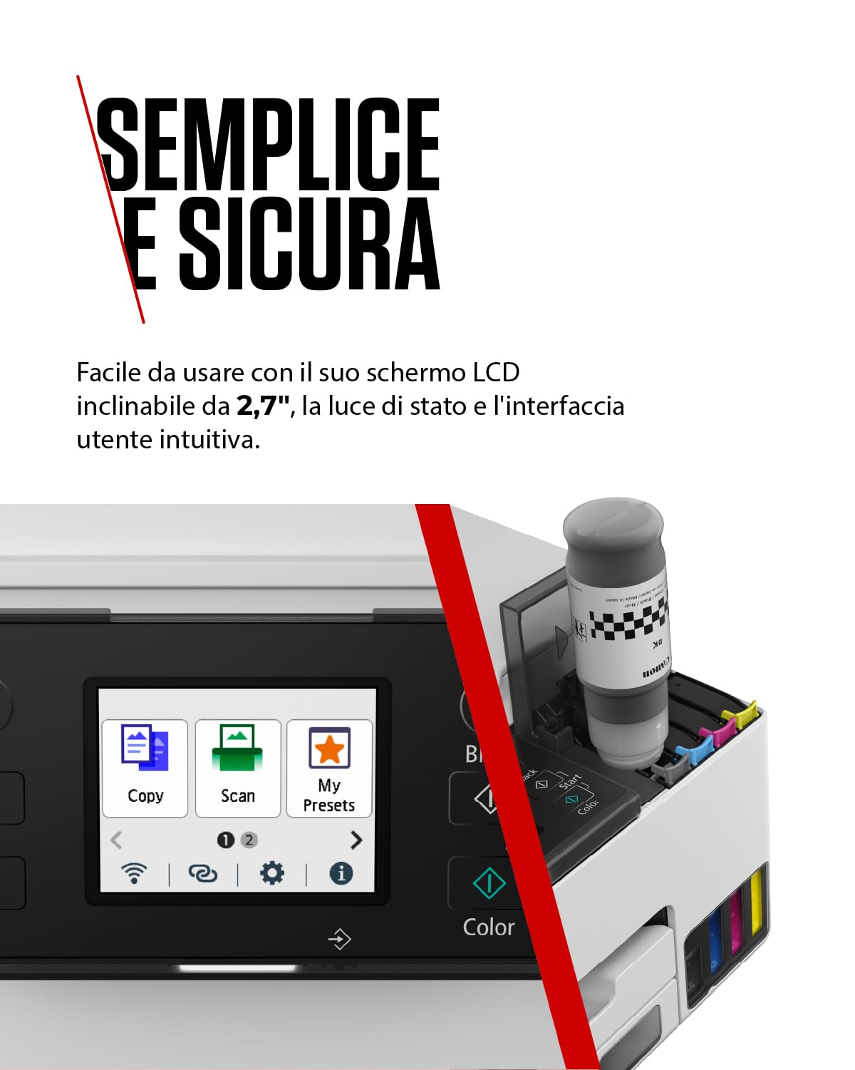 Canon Stampante WiFi per Casa e Ufficio MAXIFY GX2051 - Stampante Multifunzione MegaTank con Scanner, Fax e Fotocopiatrice per Casa | Include 6 flaconi di inchiostro