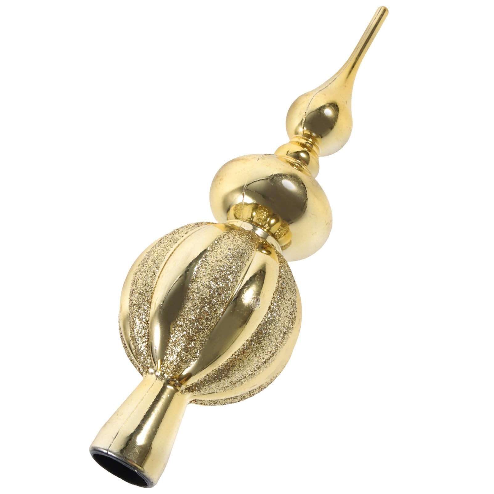 Artibetter Christmas Tree Topper Unique Glass Xmas Tree Finials Hand-Painted Treetop Glass Season Decorations, Beautiful, Classic Christmas Tree Hanging Ornaments Golden