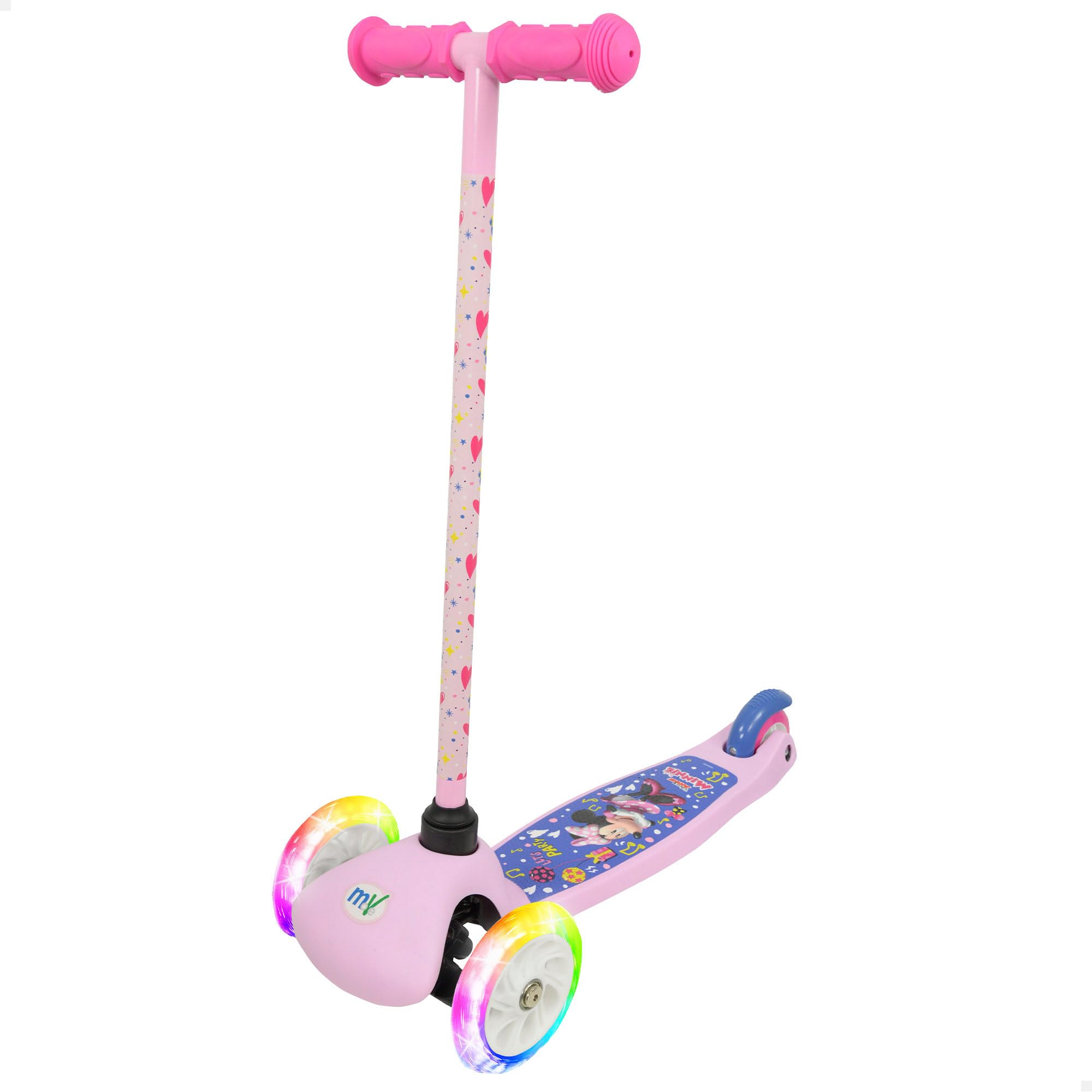 Minnie Mouse Scooter 3 Wheels with Lights, 55 x 23 x 68 cm, +3 Years, Max. 20 kg, Stable, Non-Slip Base, Colourful Minnie Design, Motor Skill, Outdoor Activities for Children (77744)
