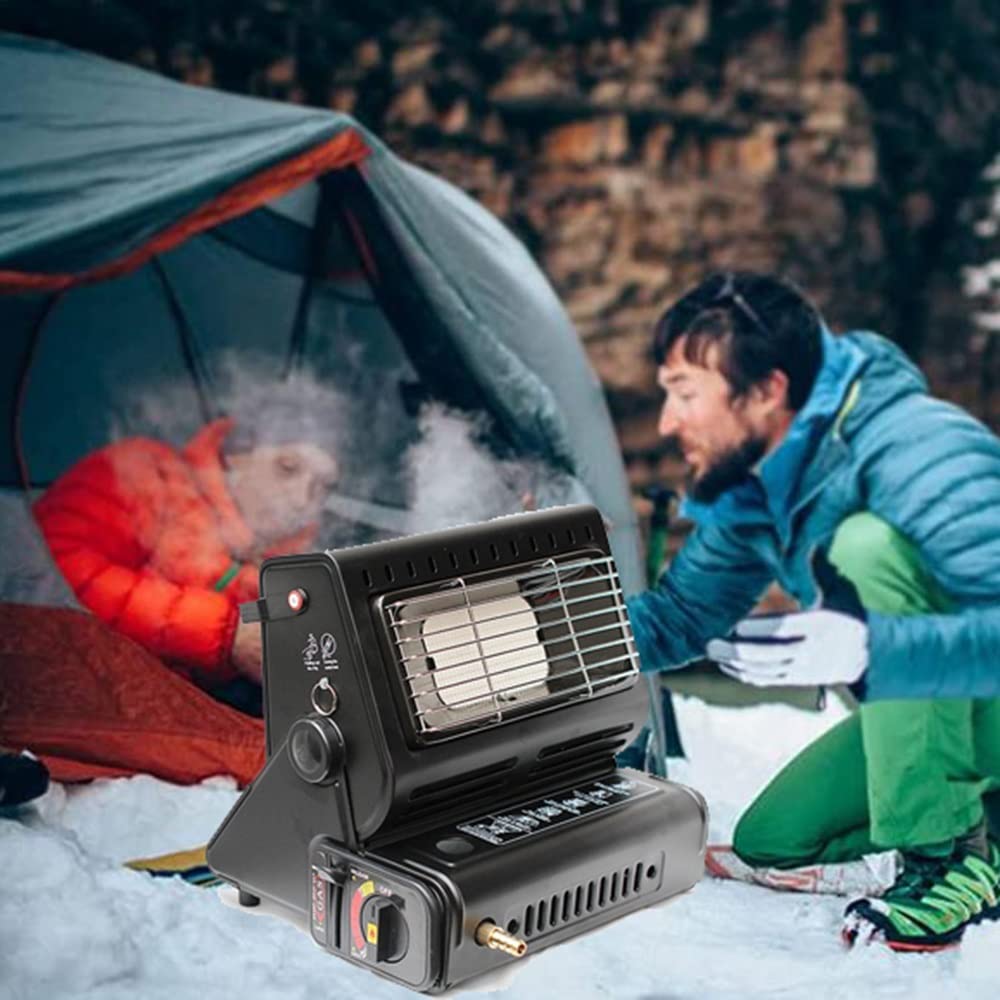 LKP 2 In 1 Portable Heater Camping Gas Stove, Small Outdoor Heating Stove & Heater Butane Gas Space Heater, Camp Tent Kitchen Garage Fishing Hiking Stainless Steel : Sports & Outdoors
