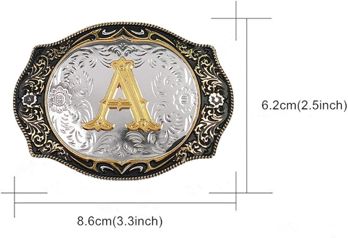 Western Belt Buckle Initial Letters ABCDMRJ to Z Cowboy Rodeo Small Gold Belt Buckles for Men Women (A) : Clothing, Shoes & Jewelry