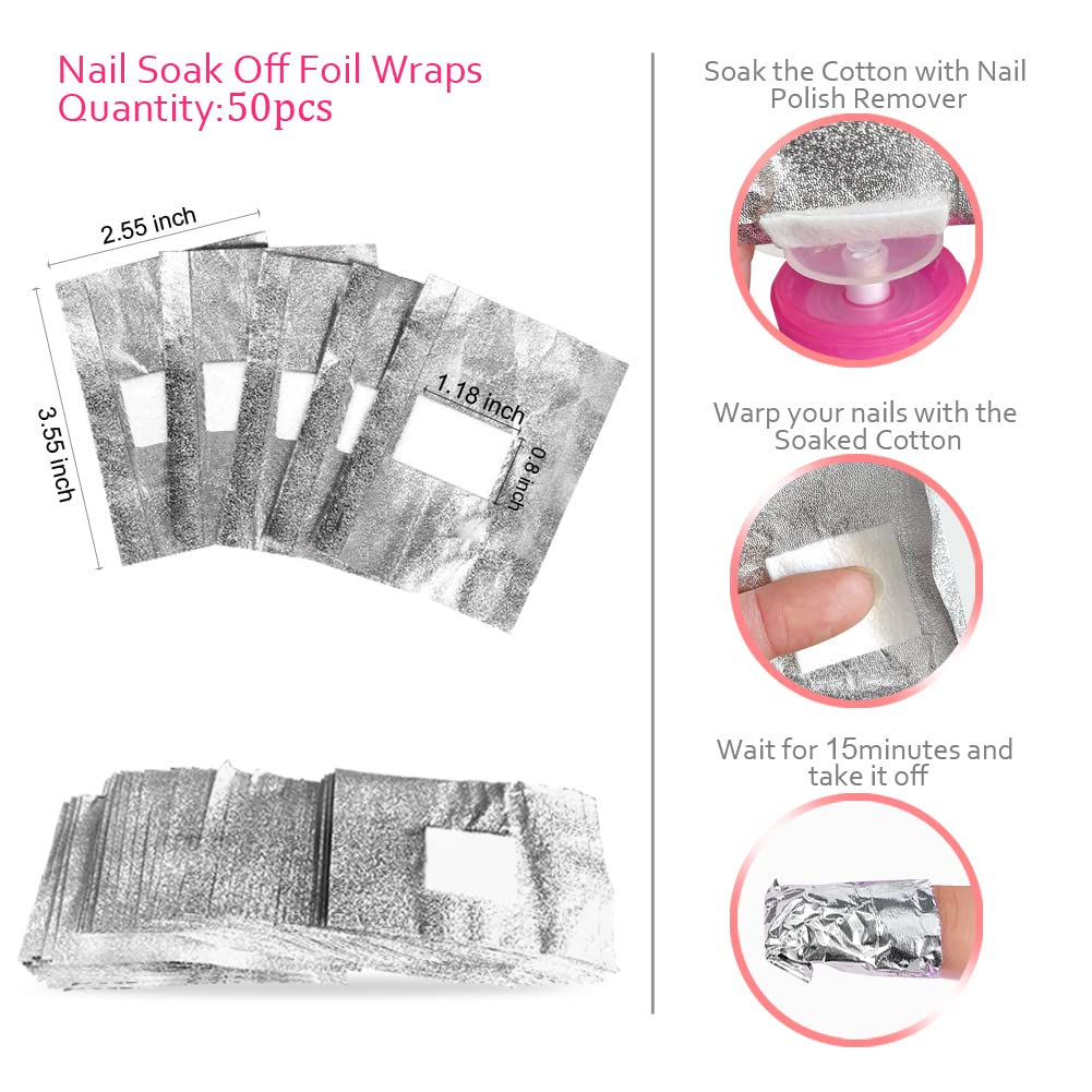 Kit de herramientas de removedor de esmalte de uñas de gel de acetona acrílico conjuntos de herramientas, con clips de uñas, toallitas, cortador, bomba, lima de brillo de búfer de uñas, cepillo