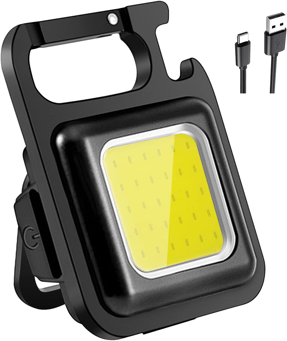 Black Olive COB Small, 800 Lumens Rechargeable Keychain Mini Flashlight with 4 Light Modes,Ultralight Portable Pocket Light with Folding Bracket Bottle Opener and Magnet Base for Camping Walking