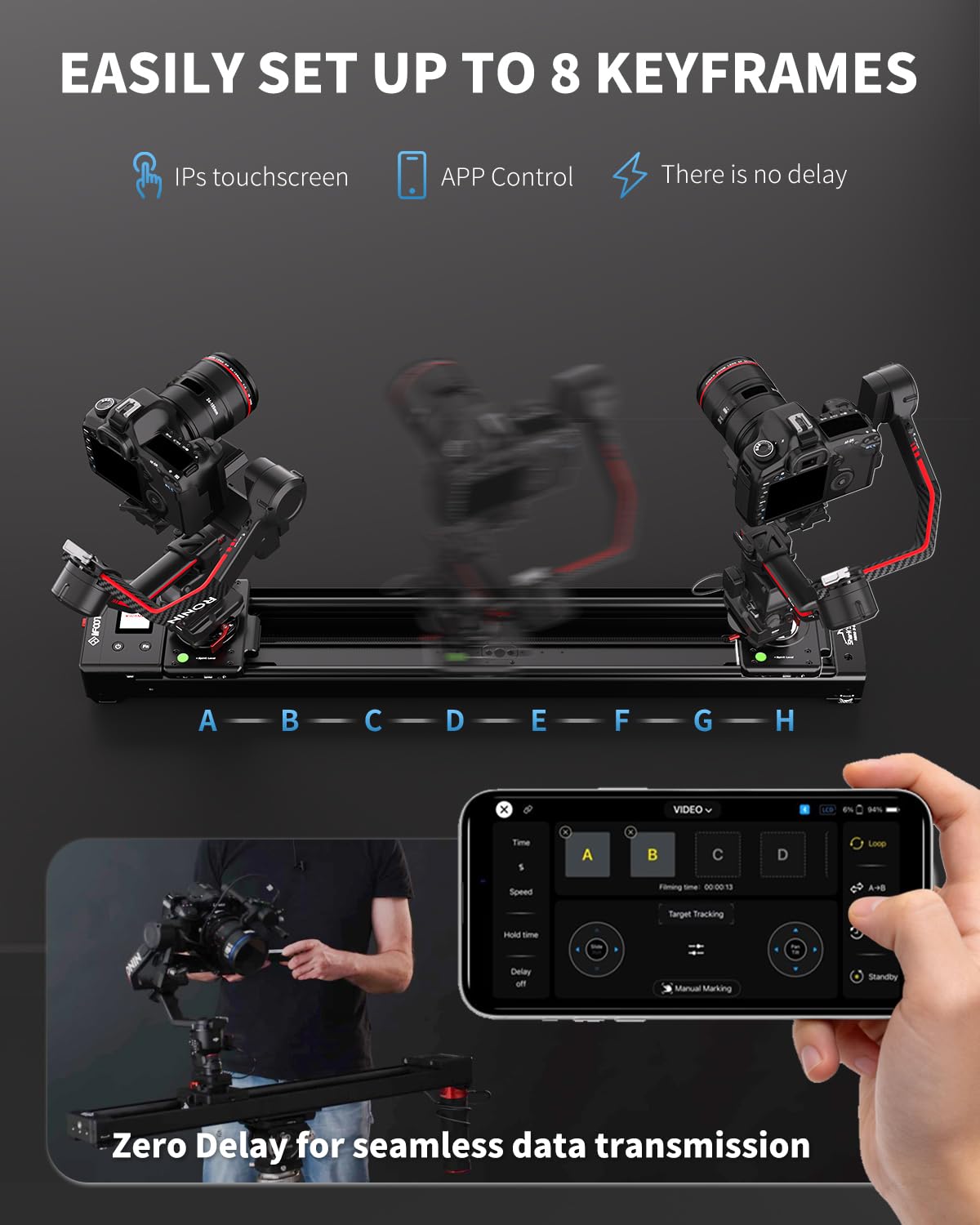 iFOOTAGE Shark Nano 2 Kamera-Slider 860, 63 cm Verfahrweg, motorisierter Slider mit Mehrachsensteuerung, kompatibel mit DJI RS2/RS3/RS4, Dolly-Schiene aus Aluminiumlegierung, Nutzlast 5 kg