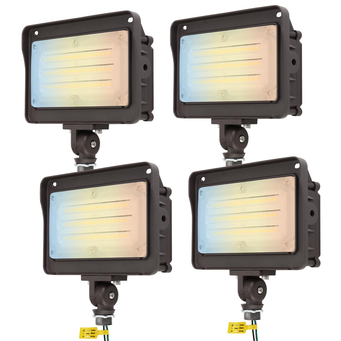 kadision LED Flood Light Outdoor, 50W/40W/30W 6500lm 3000K/4000K/5000K Selectable, Dusk-to-Dawn Photocell, IP65 Waterproof Adjustable Knuckle Mount Security Lights, 100-277V ETL Listed, 4 Pack