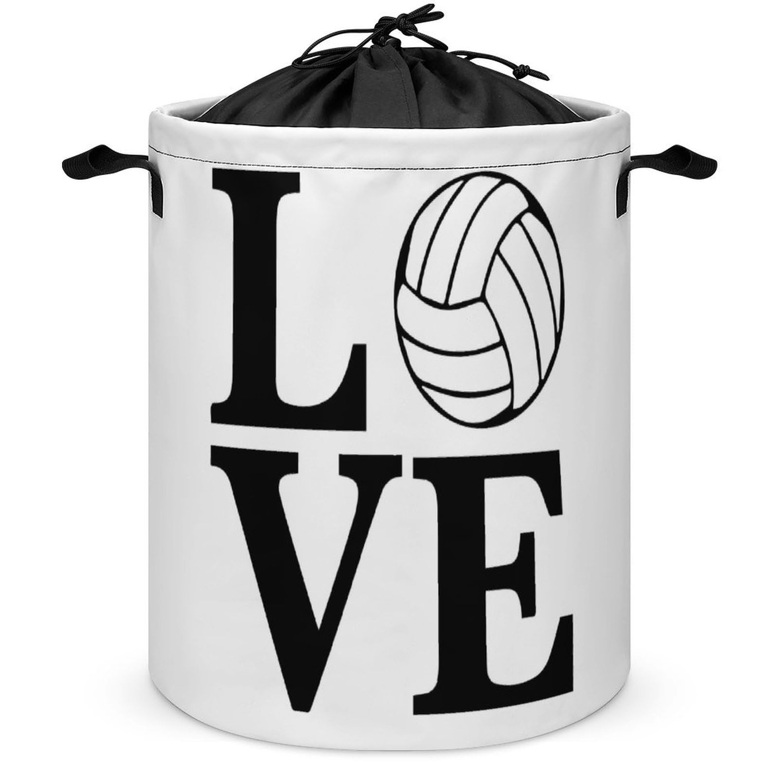 Qjjinxior Drawstring Laundry Hamper, I Love Volleyball Laundry Basket, Washing Basket with Handle