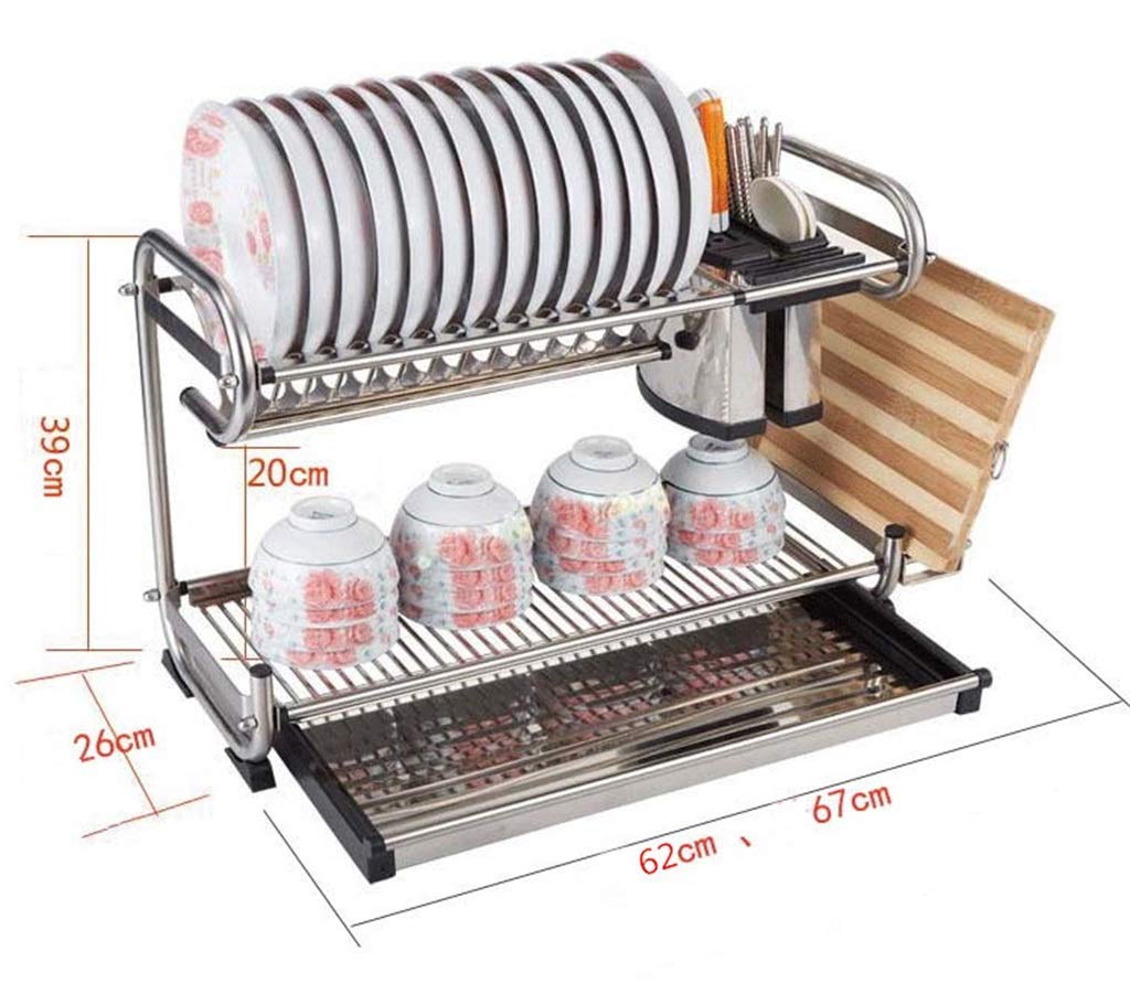 Suministros De Cocina Escurridor De Platos De Acero Inoxidable Escurridor De Cuencos Estante De Almacenamiento Escurridor De Platos Montado En La Pared, 67 * 26 * 39 Cm,