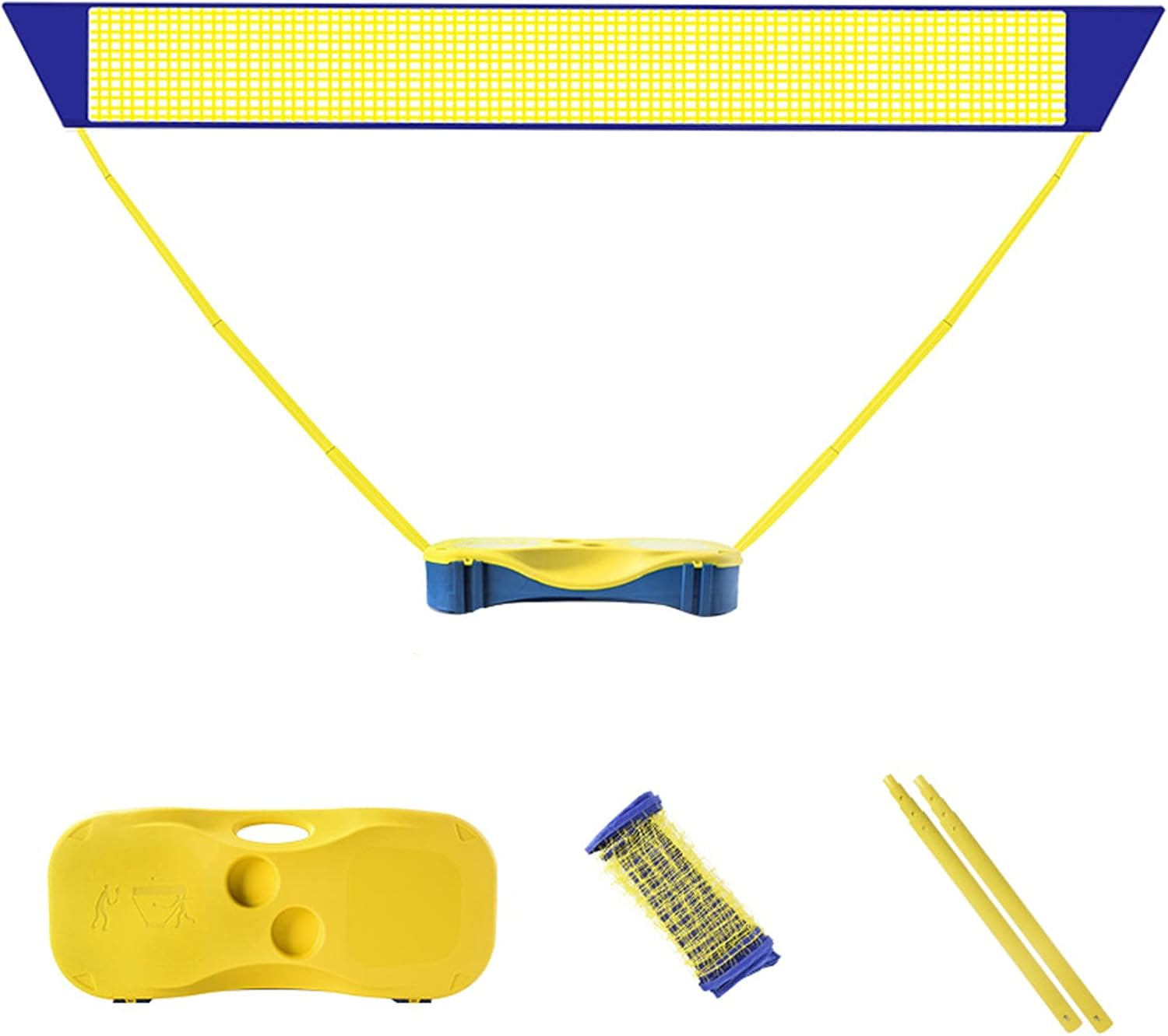 3 in 1 Outdoor Folding Adjustable Badminton Net Set Tennis, Badminton, Volleyball Net w Stand,Yellow