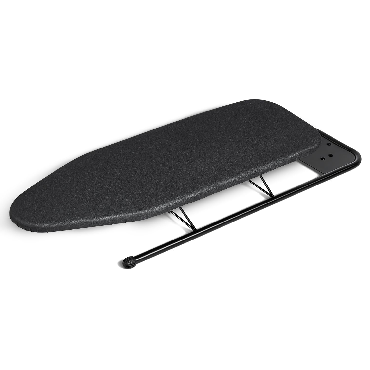 Duwee Asse da Stiro da Tavolo con Vassoio in Ferro, Piccolo Asse da Stiro, Rivestimento Resistente al Calore, Imbottitura in Feltro Extra Spesso, Gambe Pieghevoli, 30 x 81 cm, Nero