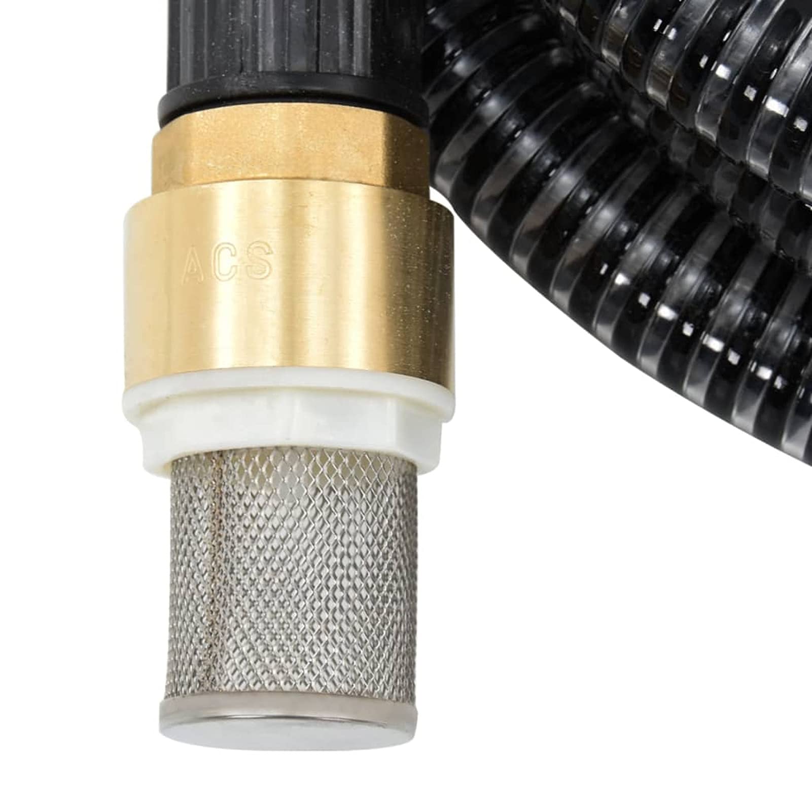 Tubo di Aspirazione con Raccordi in Ottone Nero 1,1" 15 m PVC,Tubo Aspirazione Rinforzato Per Pompe