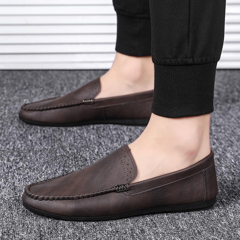 Mens Loafers Shoe Round Toe Vegan Leather Loafer Shoes Comfortable Resistant Flat Heel Walking Slip On2