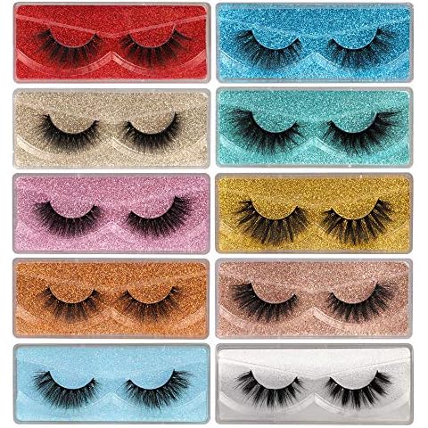 Newcally Lashes False Eyelashes Natural 3D Faux Mink Eye Lashes 10 Pairs 10 Styles Fluffy Wispy Fake Eyelashes Dramatic Handmade Reusable Lashes Pack with 10 Portable Eyelash Boxes Cover