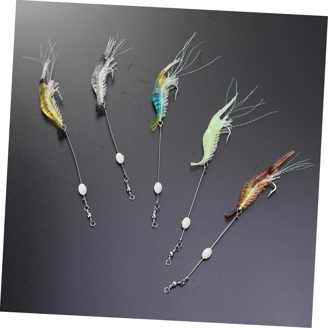 30pièces Leurres De Artificiels Crevette avec Hameçon Appâts Souples Luminous pour Poissons Carnassiers Divers Coloris