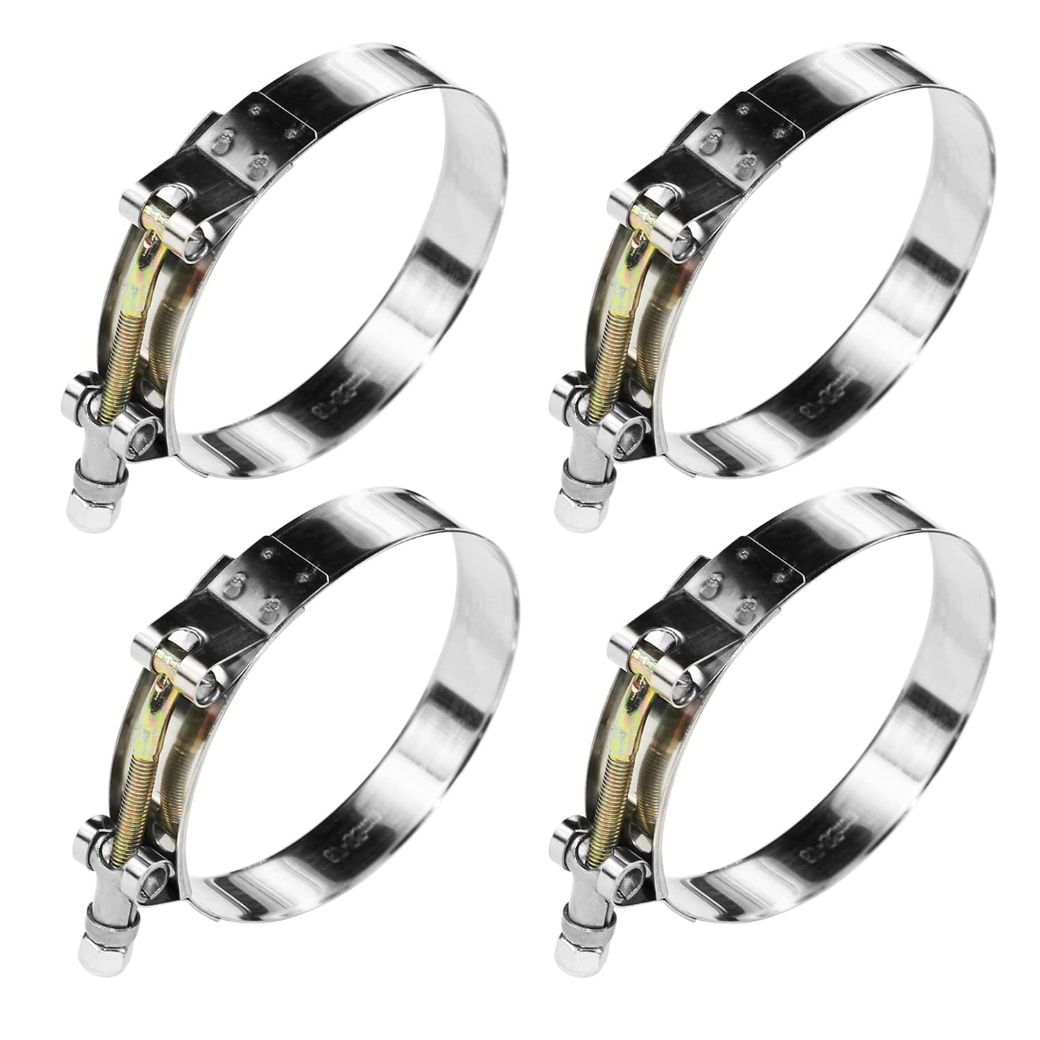 4 Pack 304 Stainless Steel T-Bolt Hose Clamps Working Range 28mm-34mm for Heavy Duty Agriculture, Automotive and Marine Applications