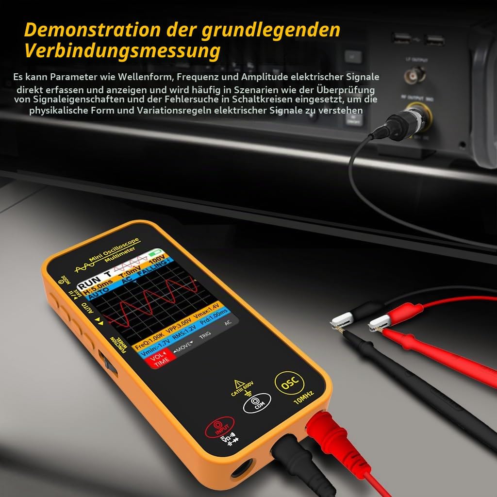 OS1 Digitales Oszilloskop Multimeter 10MHz Bandbreite Handoszilloskop mit 48MSa/s Abtastrate 3.2" TFT LCD Wiederaufladbares Multimeter Kapazitäts Dioden Ohm Spannungsprüfer