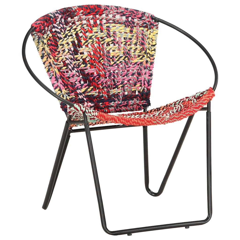 Krzesło wielokolorowe z materiału chindi o ergonomicznym wzornictwie, malowana proszkowo rama stalowa, 69 x 69 x 69 cm, szerokość siedziska 52 cm, tapicerowany fotel do salonu i sypialni