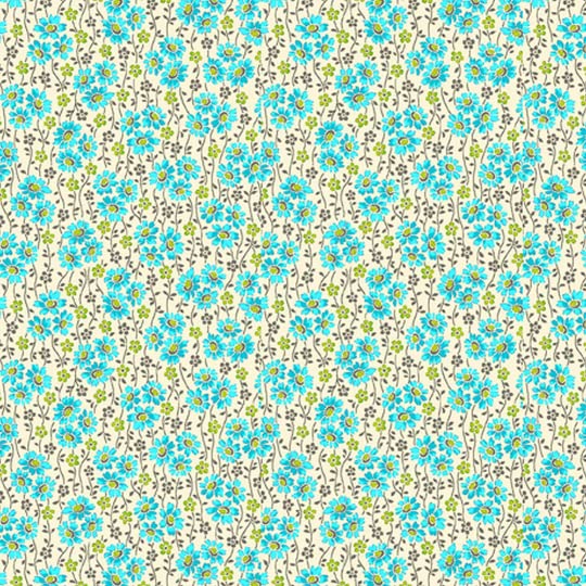 Floral Cache Teal Calico Floral Fabric 28887Q from Quilting Treasures by The Yard