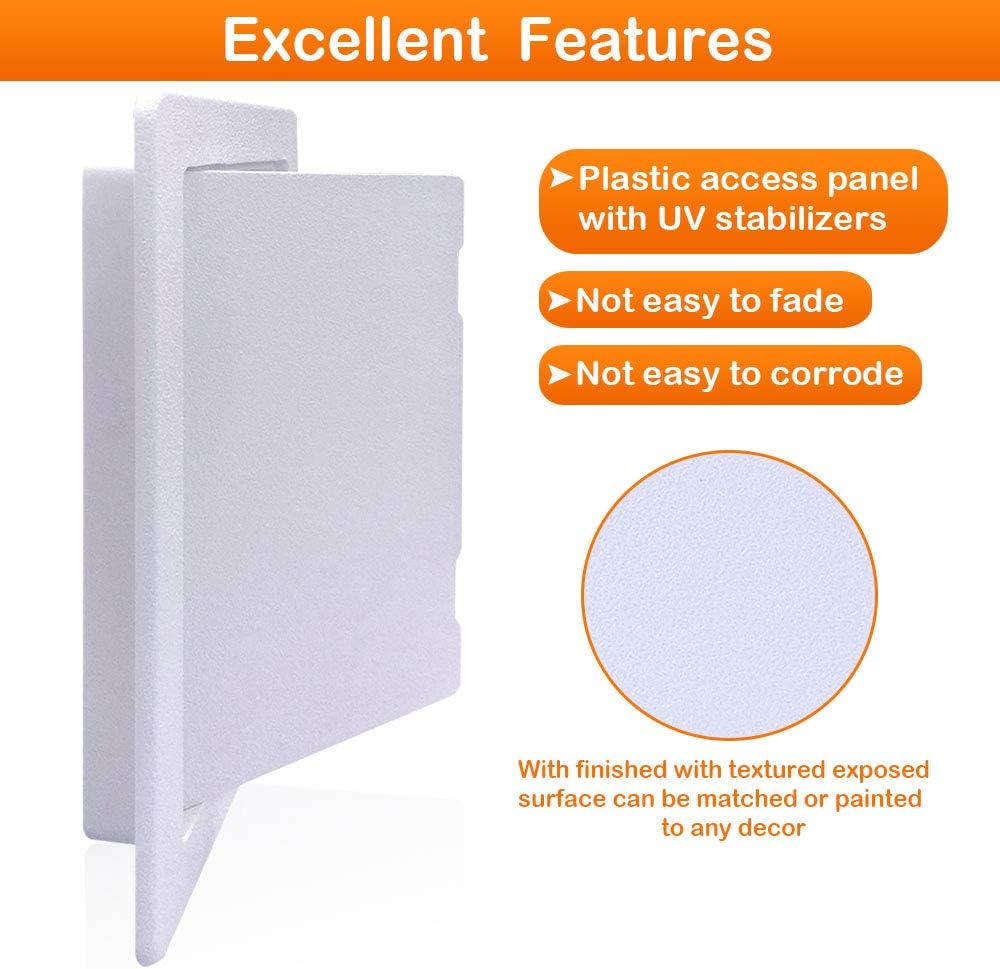 Suteck Plastic Access Panel for Drywall Ceiling 4 x 6 Inch Reinforced Plumbing Wall Access Doors Removable Hinged White