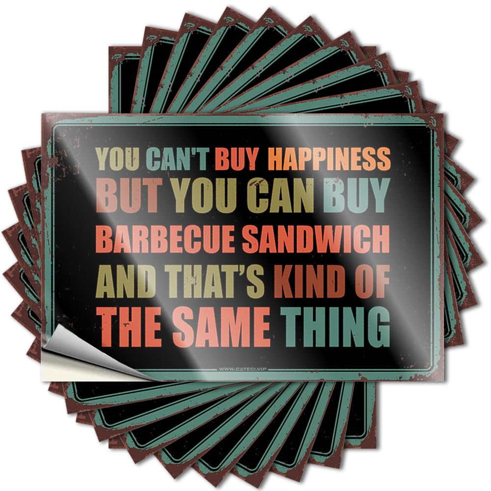 Fzfn Colour Friends Bumper Quote - You Can't Buy Happiness But You Can Buy Barbecue Sandwich Aesthetic Durable Sticker Easy Apply For Boss Decor(6X9cm)