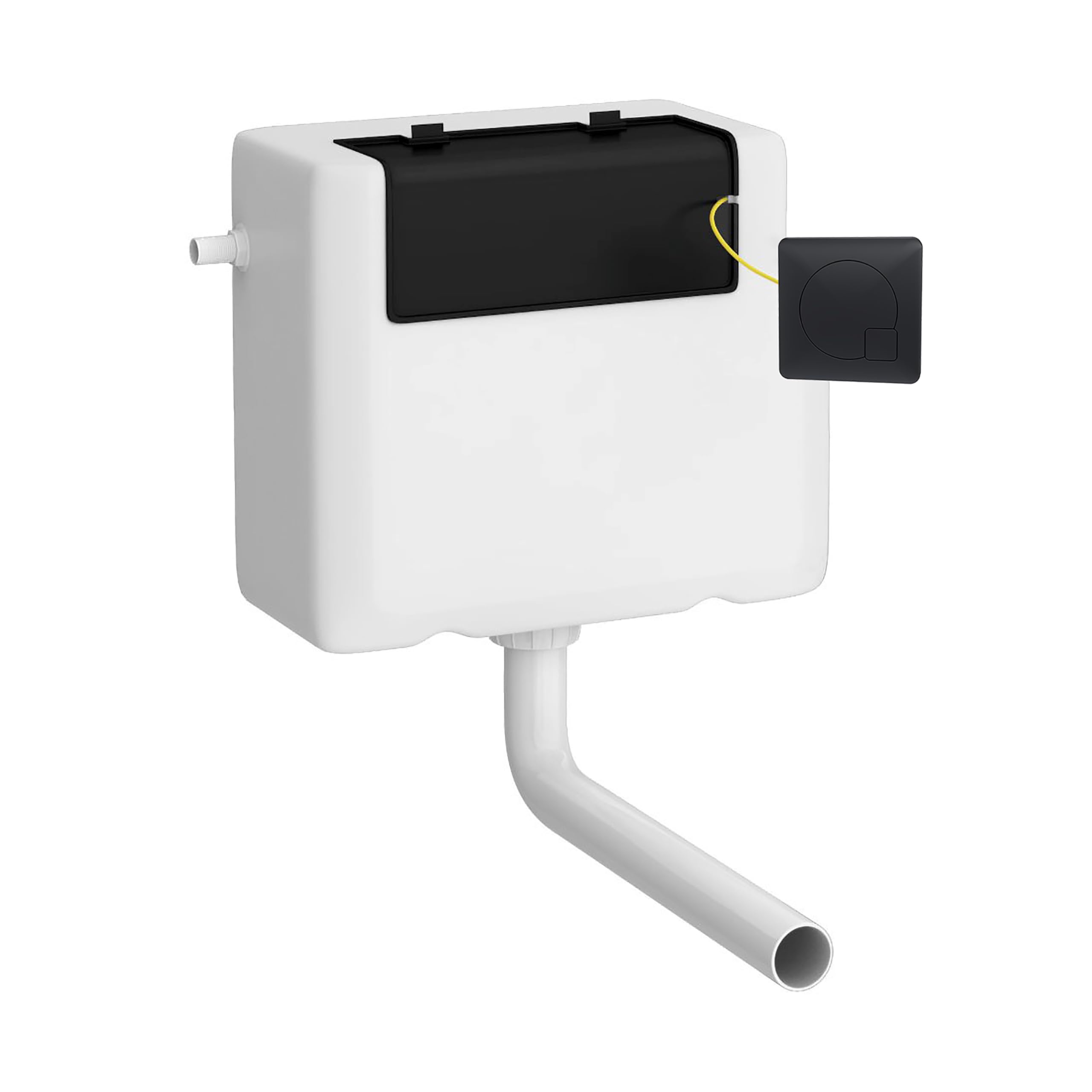 B&Q -  Universal Water Saving Dual Flush Side Inlet With Square Flush PlateMatt Black/white