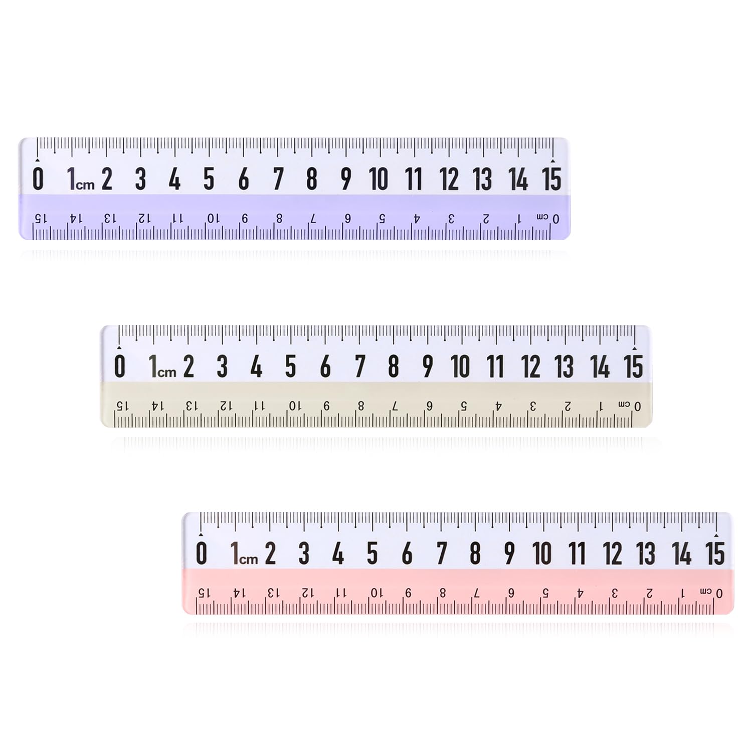 Hopzab 3PCS 15cm Transparent Plastic Rulers, Shatterproof Dual-Sided Scales, Precise Measuring Tools, Random Colour Designs, Office School Supplies