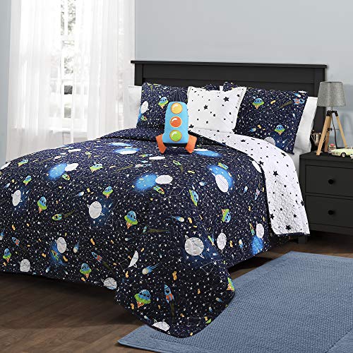 Lush Decor Full Queen-Navy Universe Quilt | Outer Space Stars Galaxy Planet...