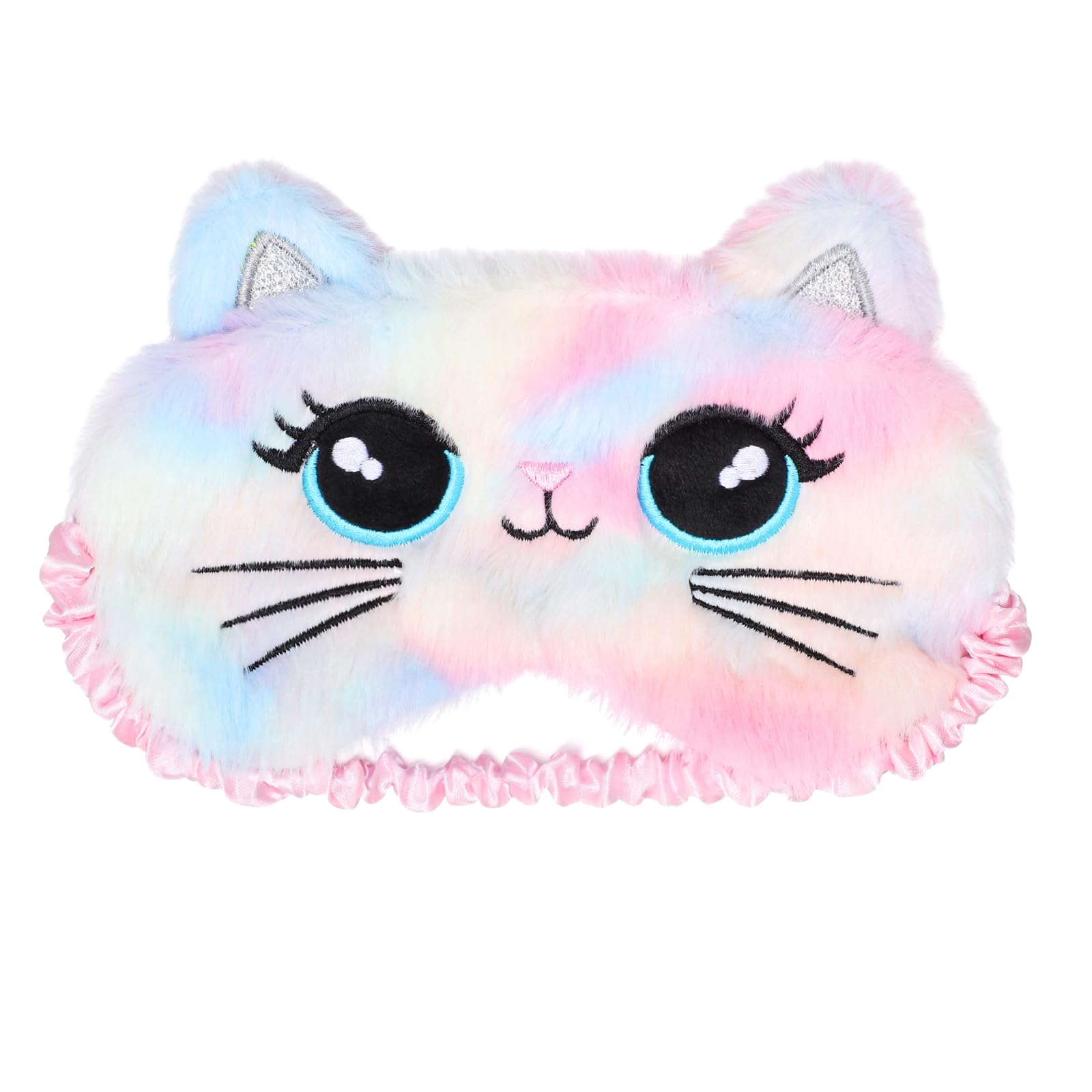 Mascherina per Dormire Bambini, Graziose Maschera per Dormire Copri Occhi per Dormire Morbida Traspirante per Ragazze Ragazzi Casa Viaggio Pisolino (Gatto,Colori dell'arcobaleno)