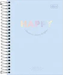 Tilibra - Agenda Espiral Diária 11,7 x 16,4 cm Happy 2026 - Azul