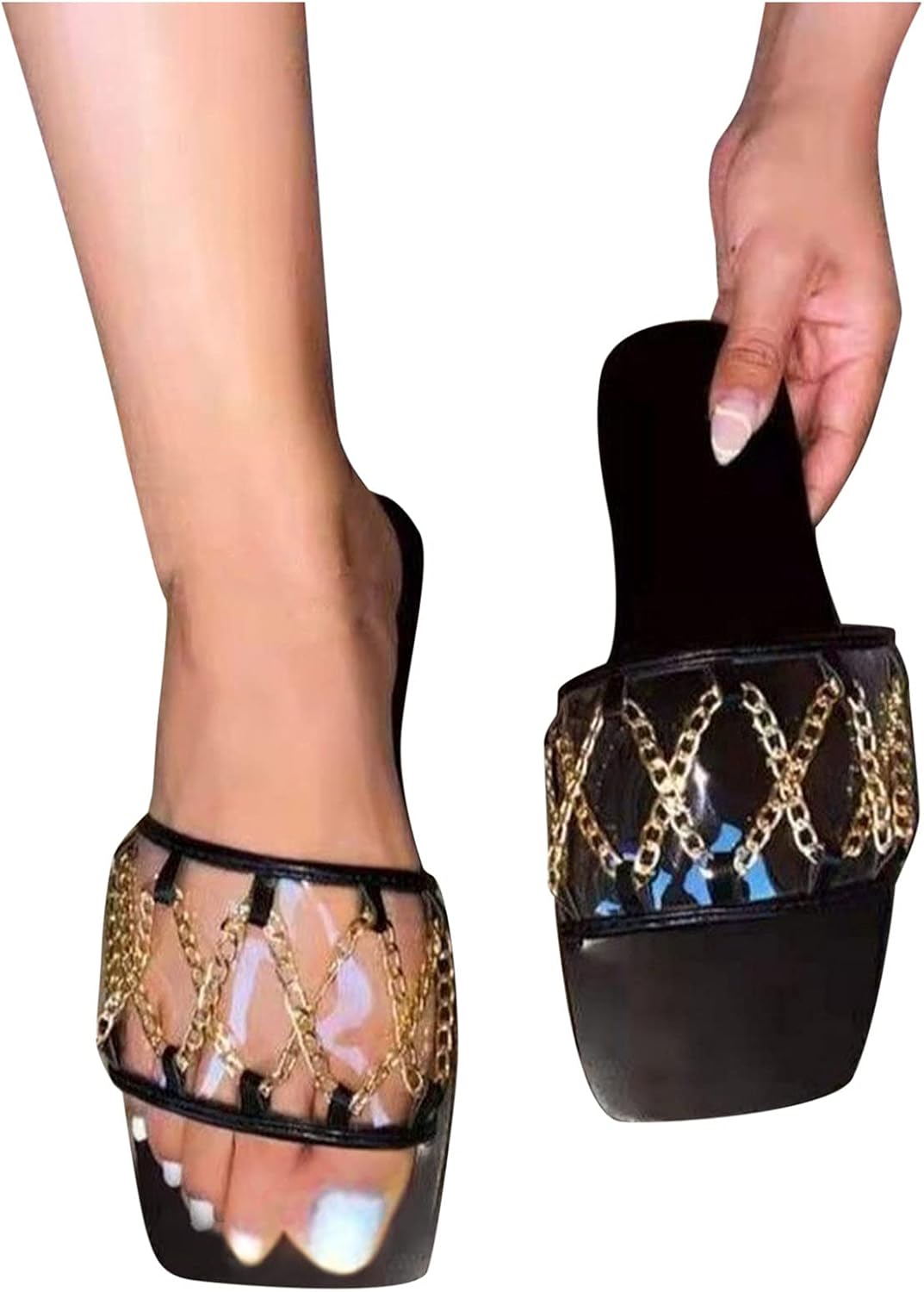 transparent strap slippers