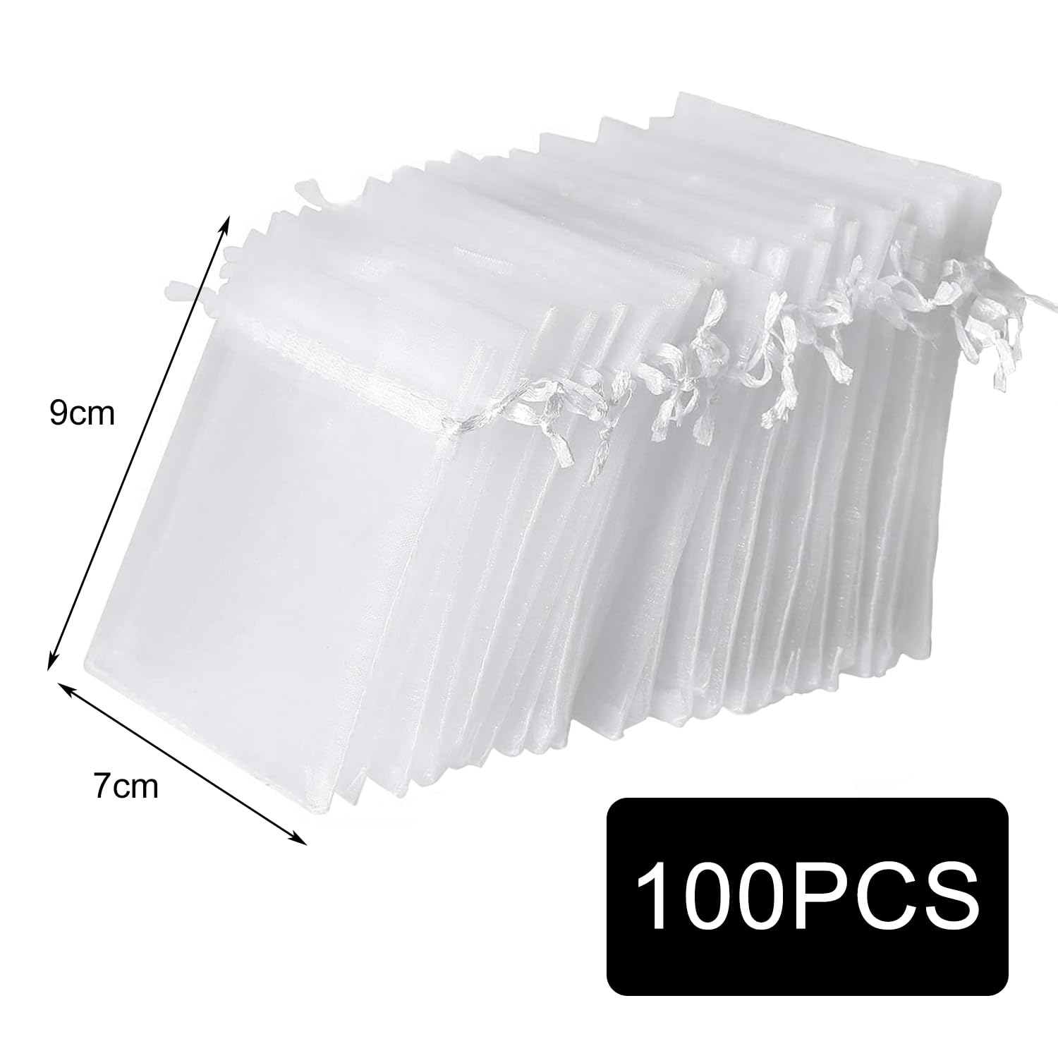 vaolmlop 100 Bolsas De Regalo De Organza,7 X 9 cm,Bolsitas Regalo,Color Blanco,Para Joyas,Festivales,Bodas Favores Y Dulce