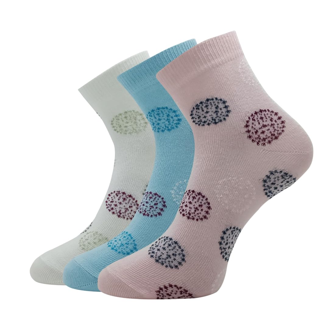 allen solly Women's Cotton Quarter Length Socks (Pack of 3) White, Sky Blue, Baby Pink-picture-37