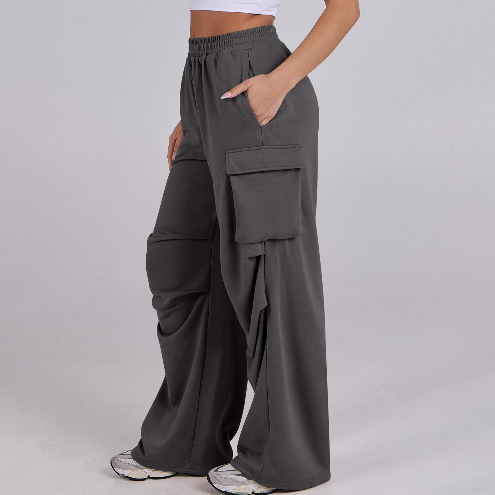 Pantalon De Jogging Femme Ample Pantalon Fluide Elastique Ample Pantalon Classique à Taille Coulissante Mode Pants avec Poches Pantalon Yoga Pantalon Noir Large Femme Pantalon Survêtement