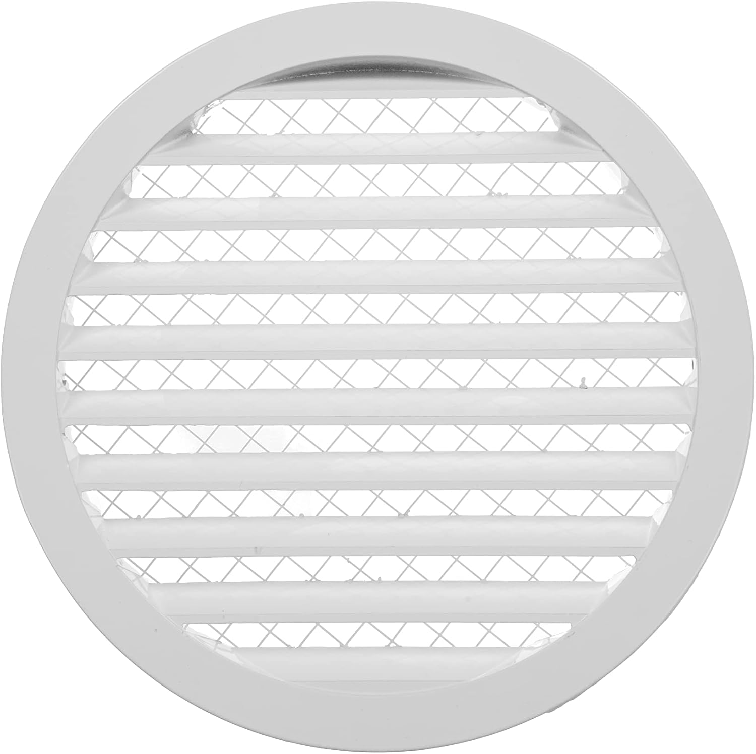 10" White Vent Cover - Aluminum - Industrial Round Air Vent Louver - Metal Soffit Vent with Screen - Mesh - Round Vent Grille for House Or Garage Wall- (10" Inch, White) 10" Inch White