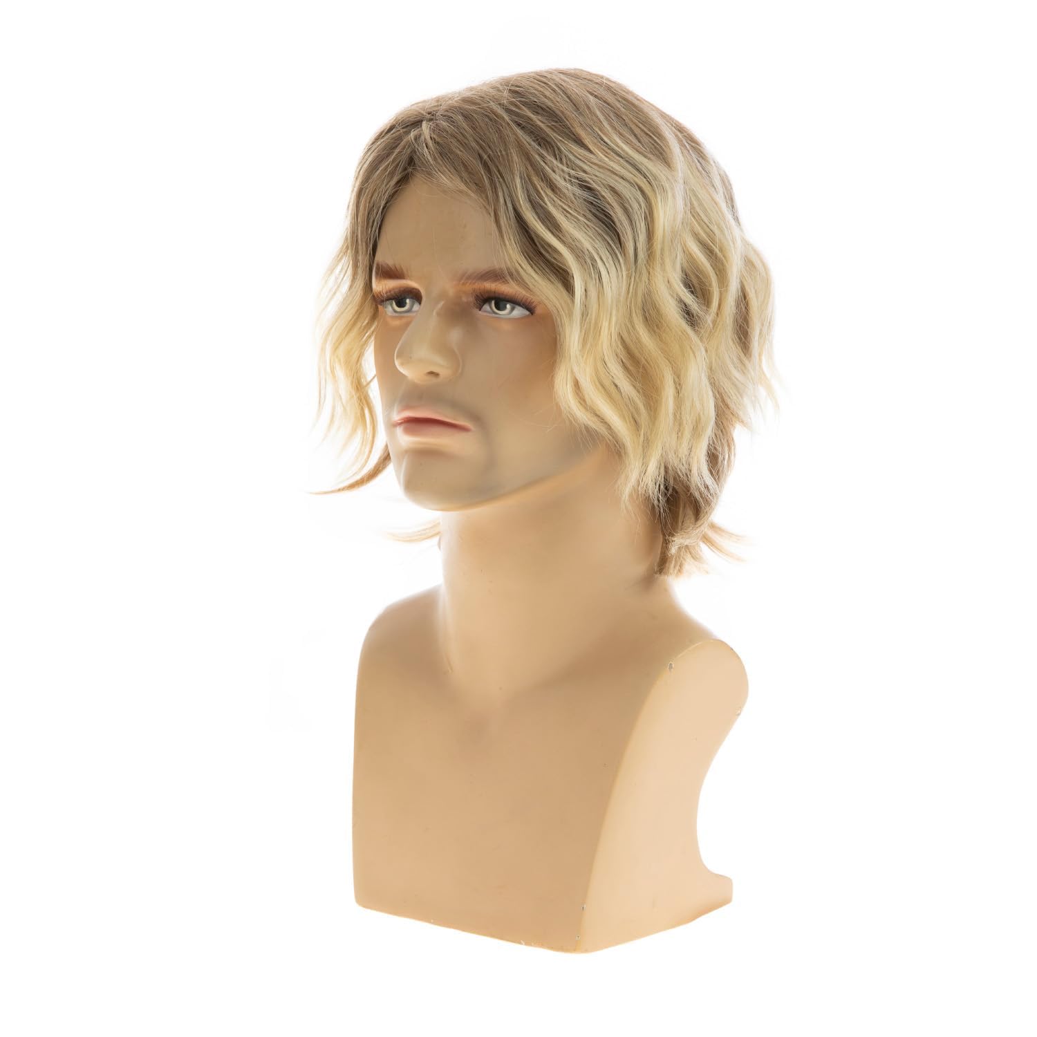 Perruque Blondes Courtes Hommes Cheveux Bouclés Naturels Synthétiques Moelleuses