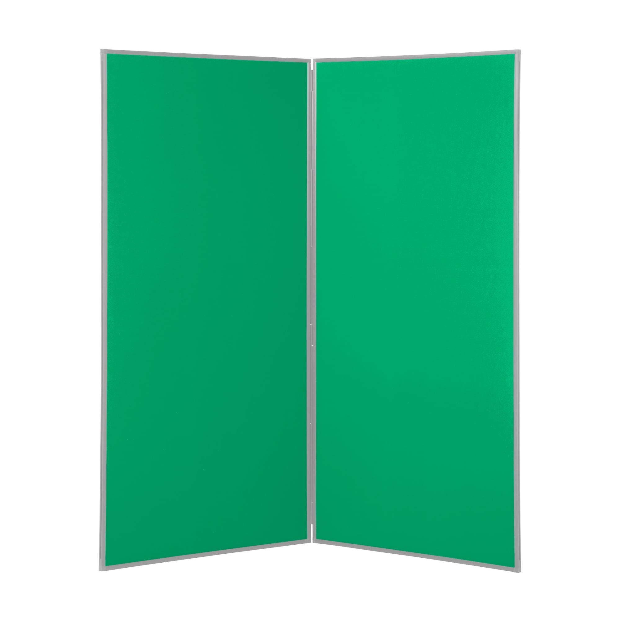 Panelwarehouse 2 Panel Jumbo Folding Display Board Stand, with Grey Frame, and Green Nyloop Fabric - 3 Sizes & 8 Colours