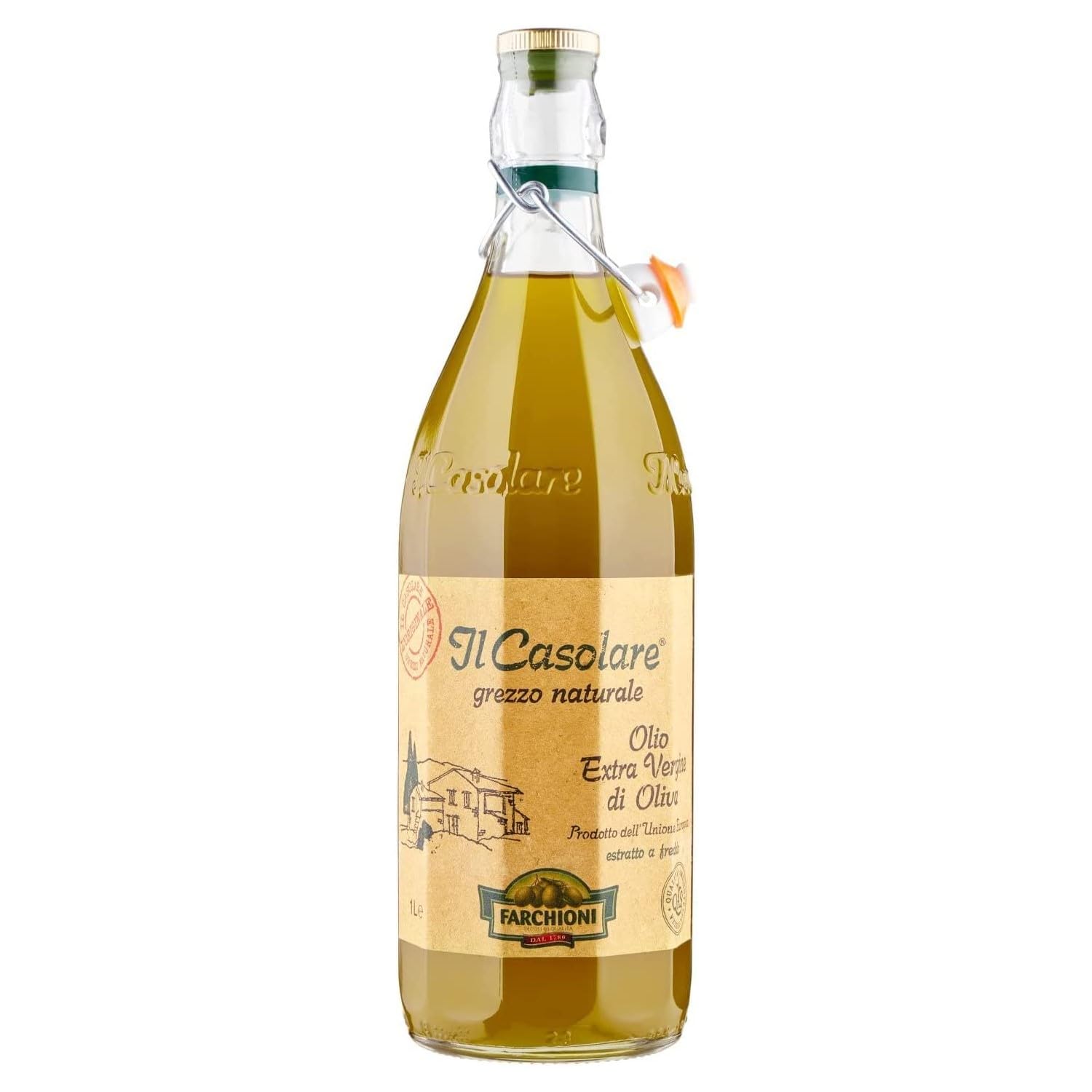 Farchioni Olio Extra Vergine Grezzo Naturale Italienisches Olivenöl Ungefiltertes & Kaltgepresstes Öl Italien Inkl. FeinWert E-Book (1 x 1,0l)