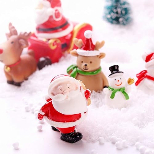 Miniatura 4 de yeesport 18 figuras en miniatura de Navidad, mini Papá Noel, adorno de Navidad, micro paisaje, árbol de Navidad, muñeco de nieve, reno, regalo para