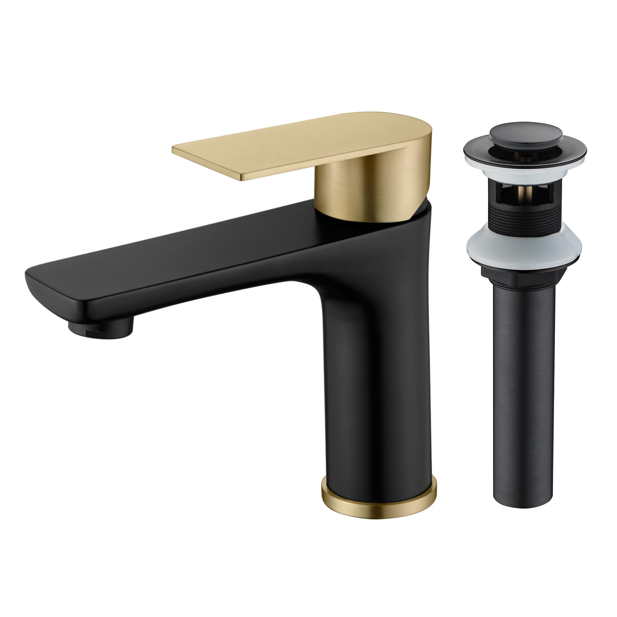 Jnfidosr Black Bathroom Sink Faucet S1425-Mg+Pop Up Drain With Overflow S7306o